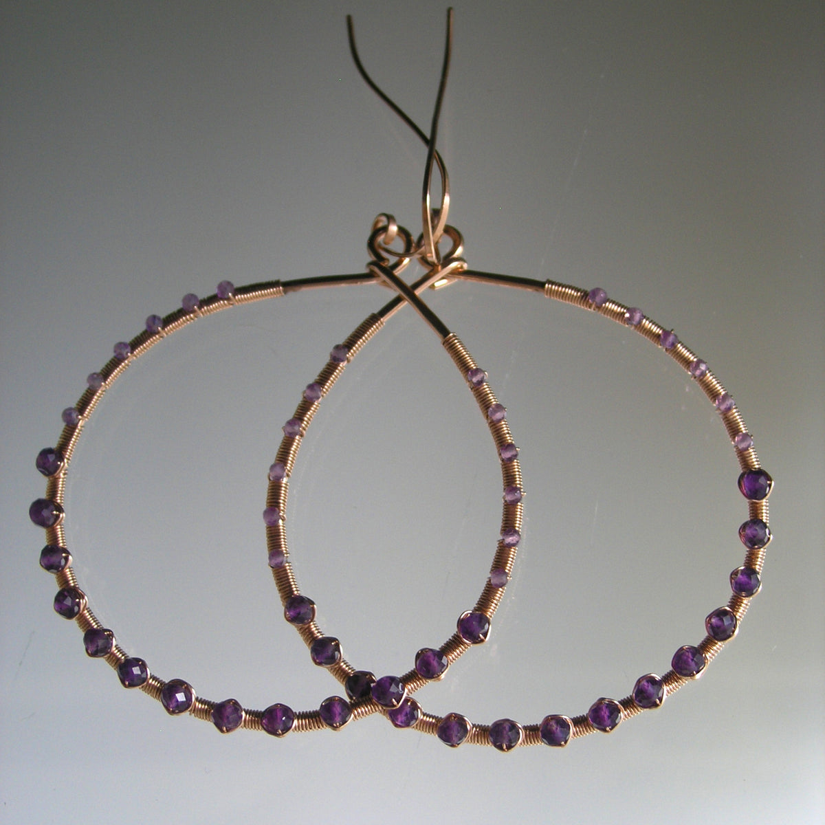 Rose Gold Filled Amethyst Hoops