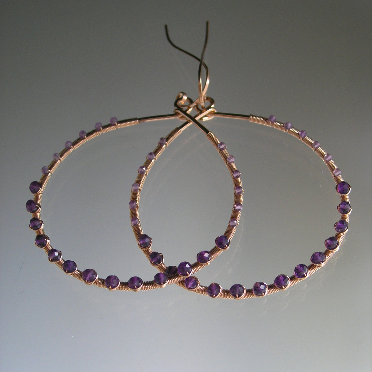 Rose Gold Filled Amethyst Hoops