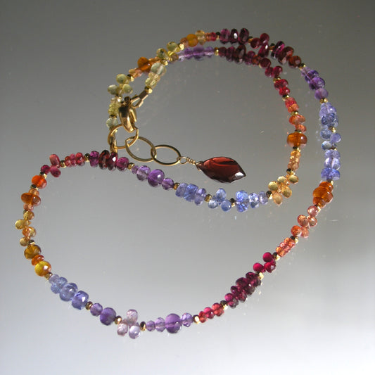 Twilight Gemstone Beaded Necklace Skinny Choker 15”-16”