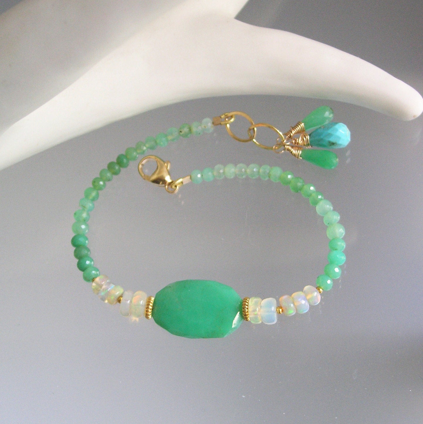 Chrysoprase Opal Vermeil Beaded Bracelet