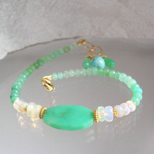 Chrysoprase Opal Vermeil Beaded Bracelet