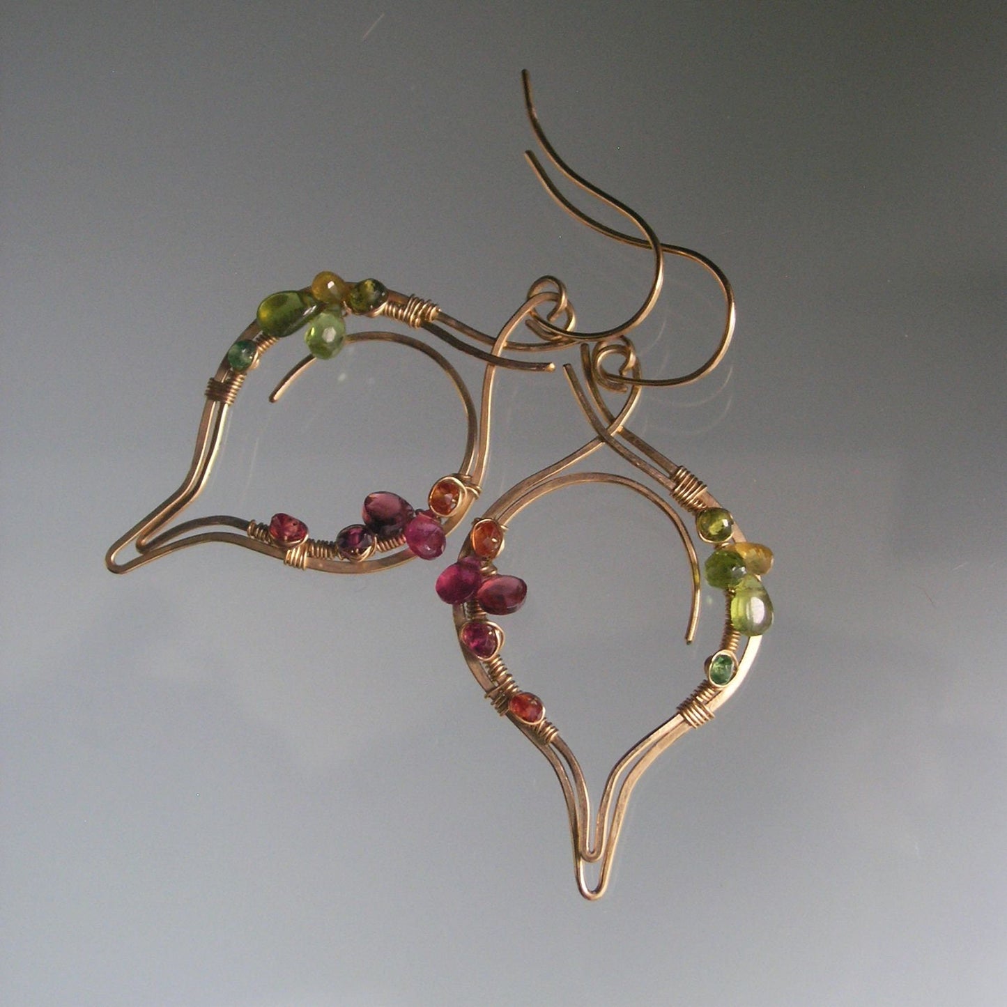 Sculptural 14k Gold Filled Gemstone Earrings