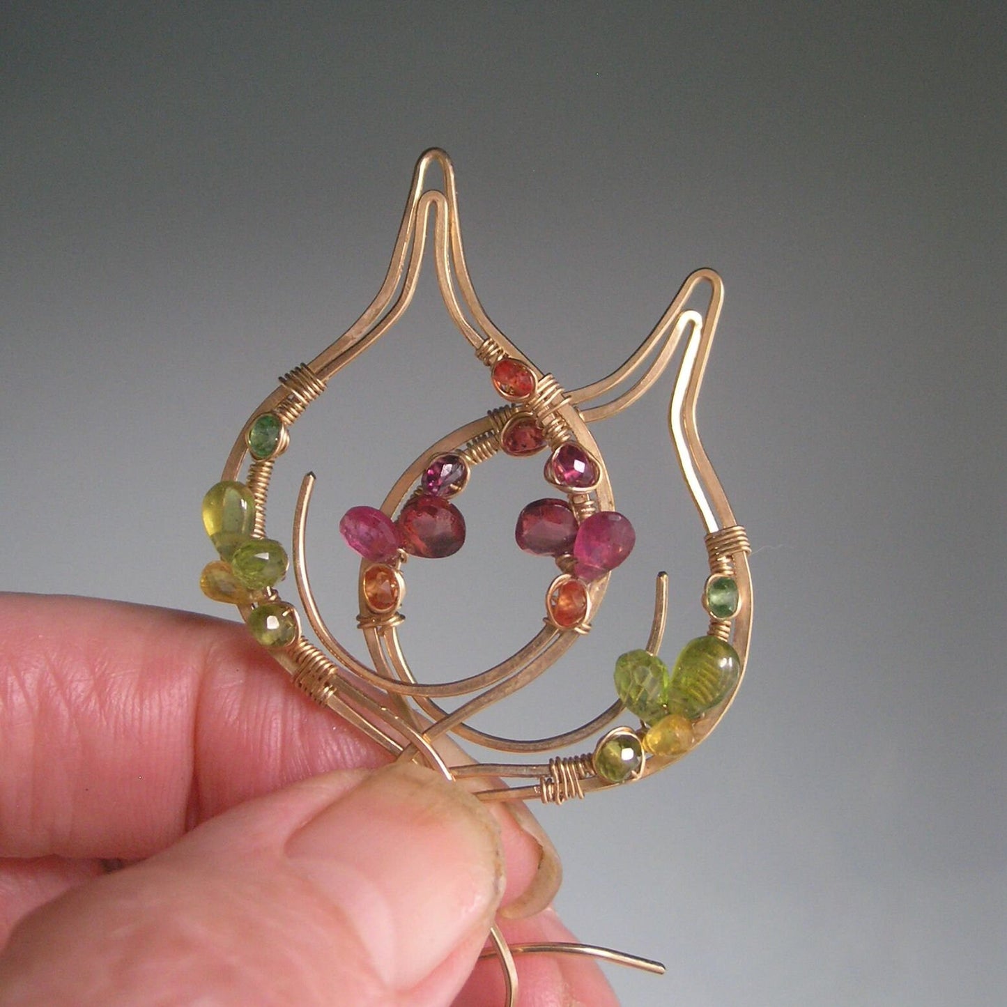 Sculptural 14k Gold Filled Gemstone Earrings
