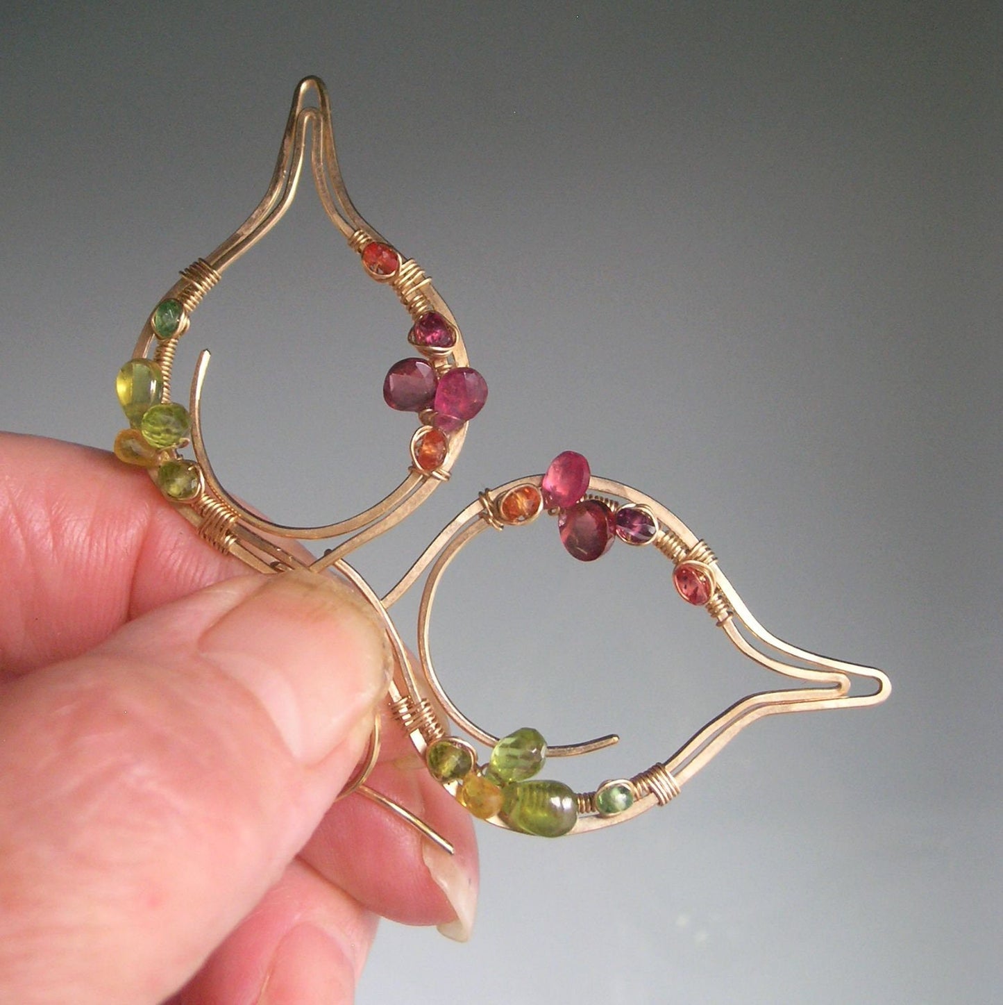 Sculptural 14k Gold Filled Gemstone Earrings
