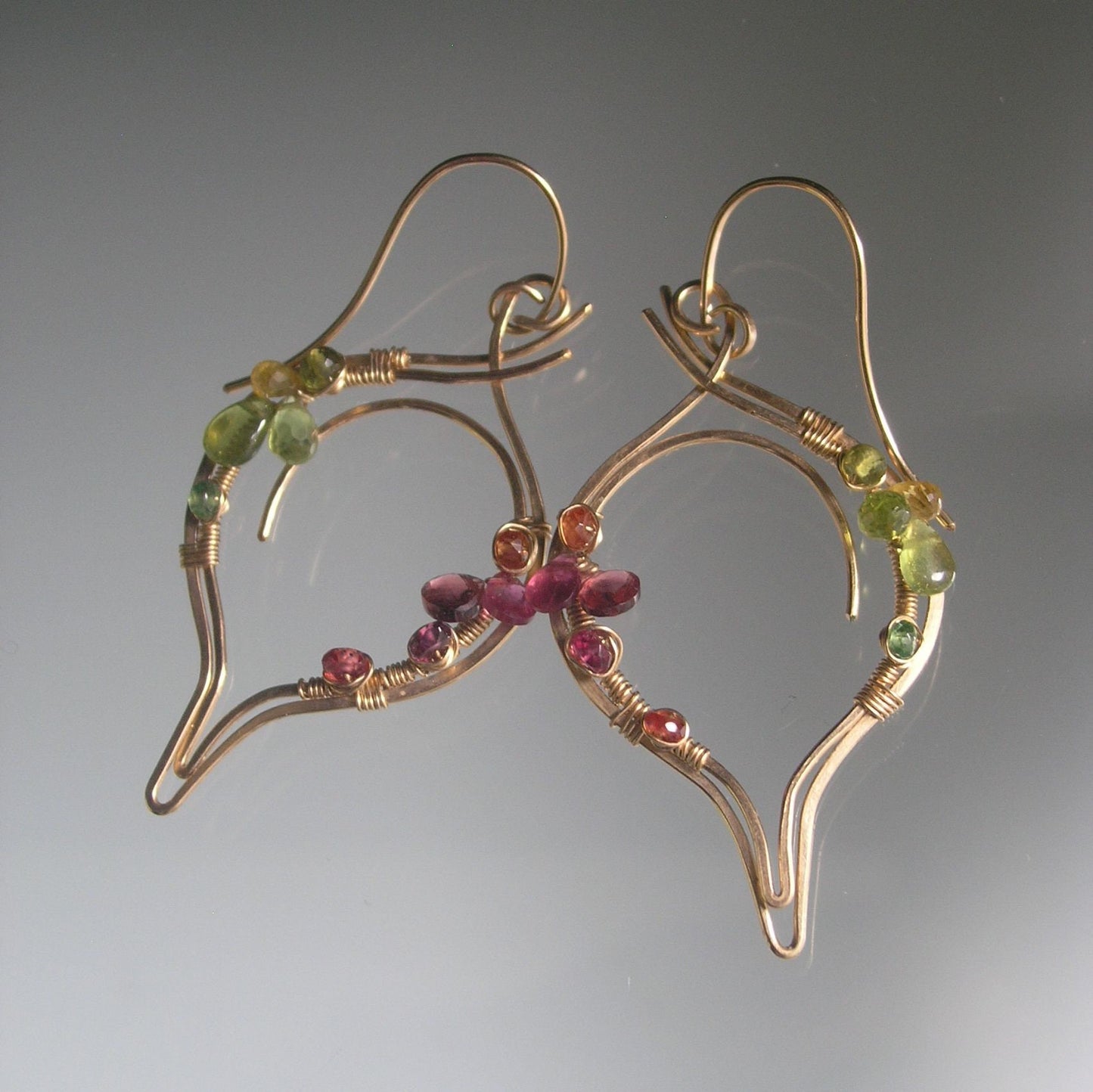 Sculptural 14k Gold Filled Gemstone Earrings