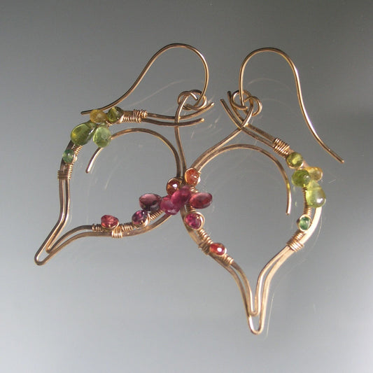 Sculptural 14k Gold Filled Gemstone Earrings