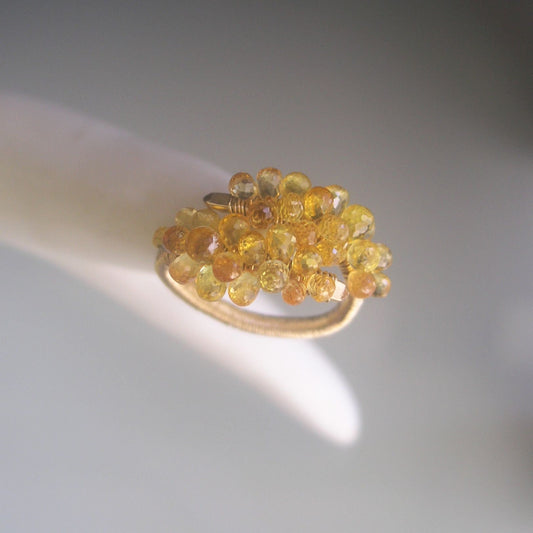 Golden Sapphire Encrusted Wraparound Ring Size 6.5