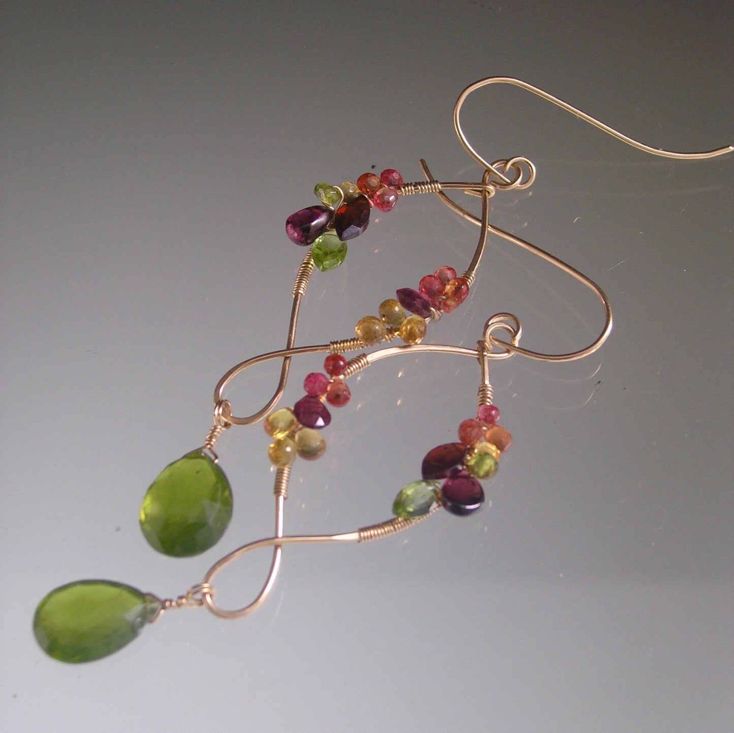 Sculptural Multi Gemstone Earrings w/ Vesuvianite
