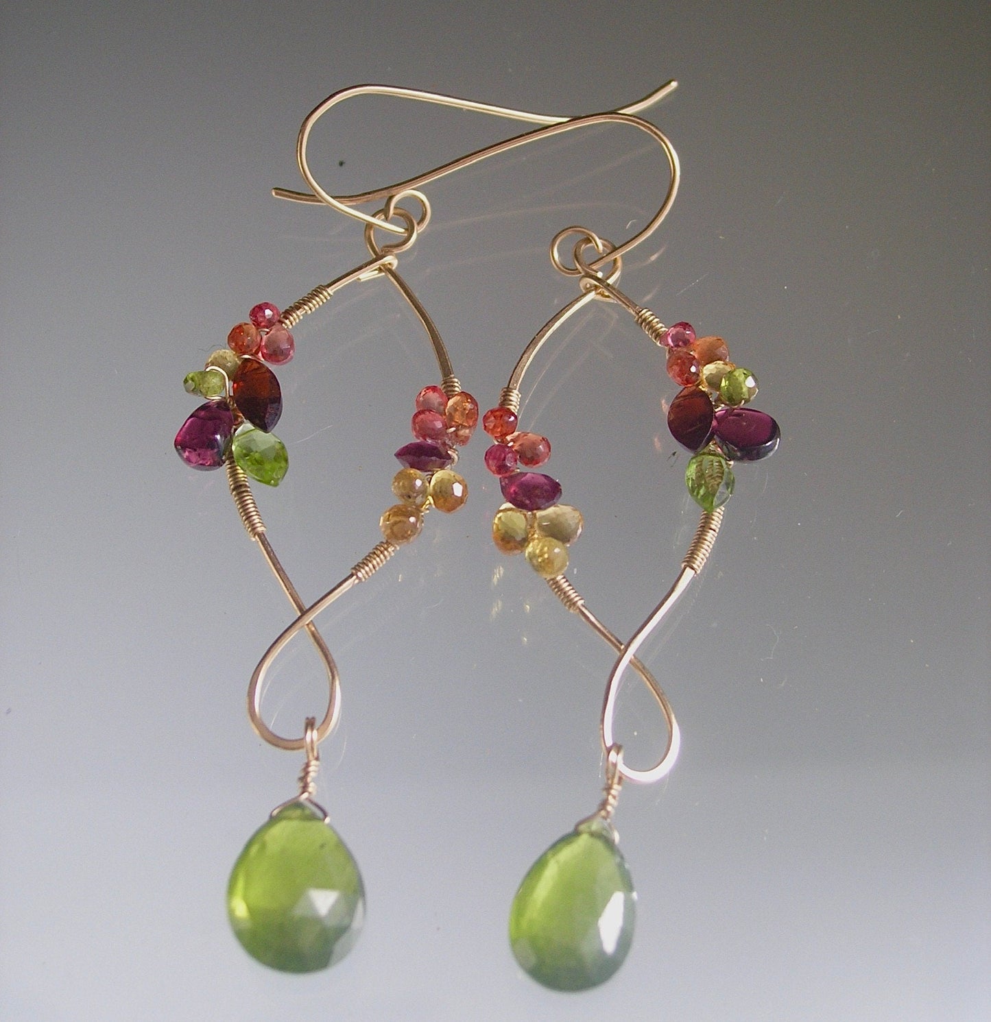 Sculptural Multi Gemstone Earrings w/ Vesuvianite