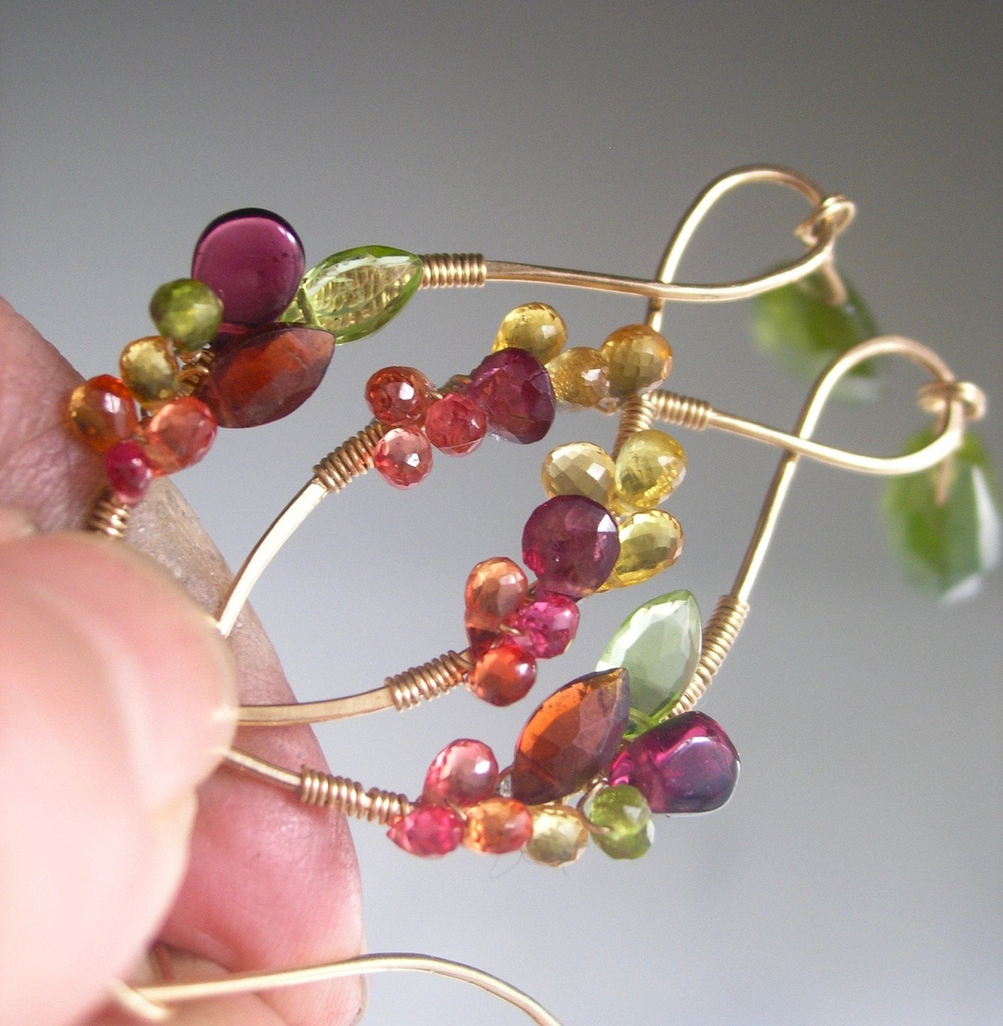 Sculptural Multi Gemstone Earrings w/ Vesuvianite