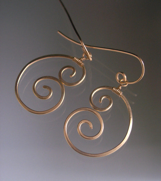 14k Gold Filled Double Spiral Earrings 1 5/8”