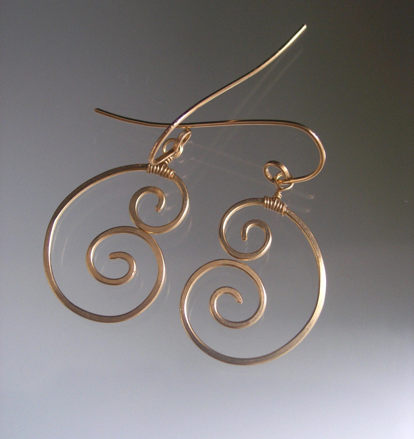 14k Gold Filled Double Spiral Earrings 1 5/8”