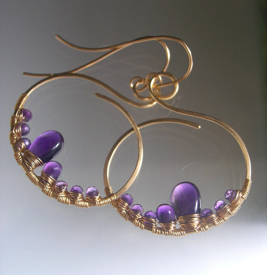 Amethyst Earrings in 14k Gold Filled Wire