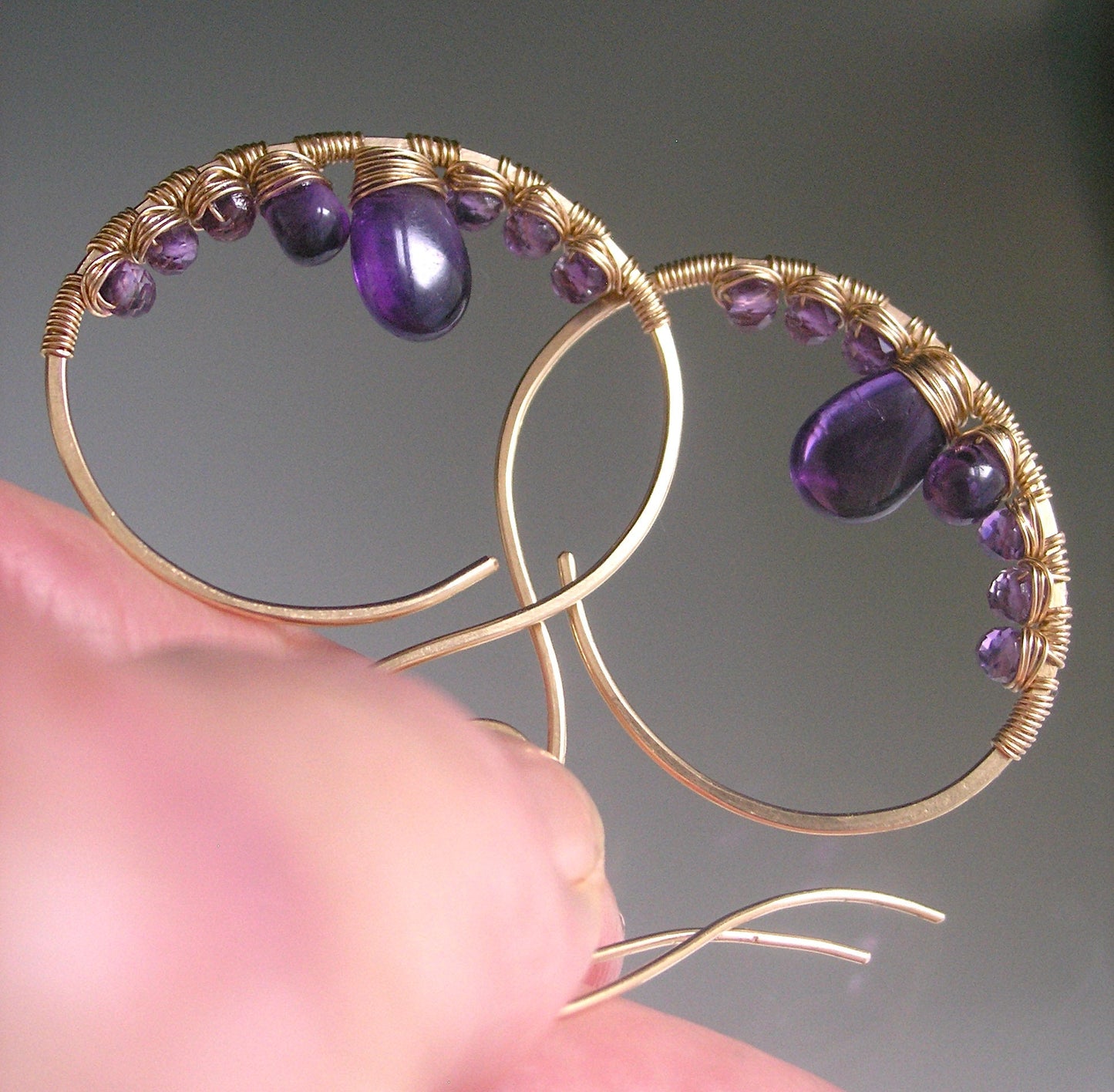 Amethyst Earrings in 14k Gold Filled Wire