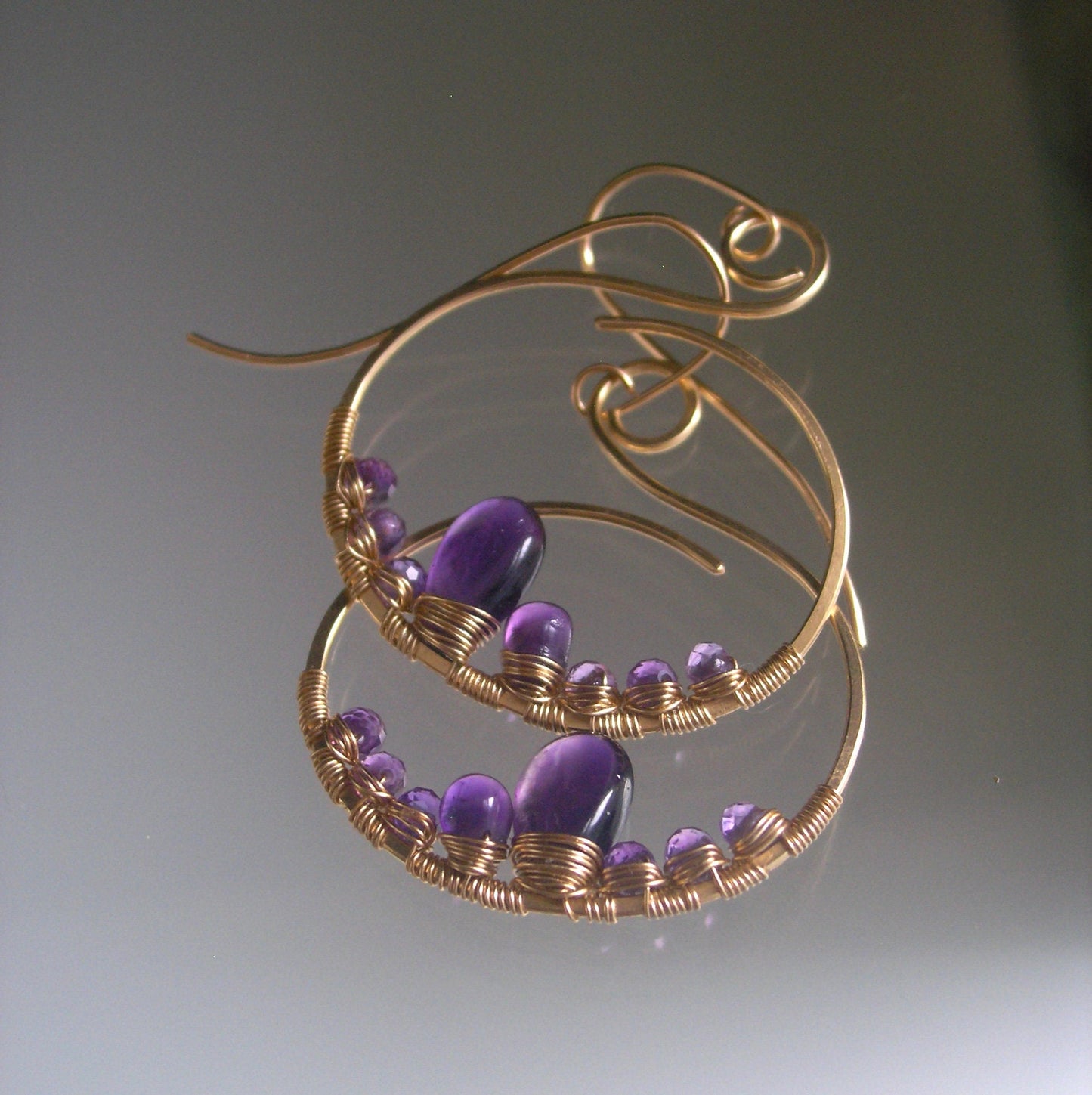 Amethyst Earrings in 14k Gold Filled Wire