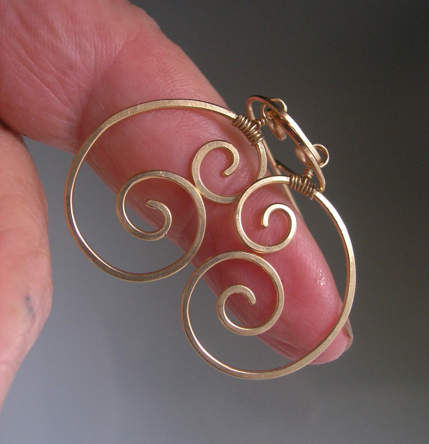 14k Gold Filled Double Spiral Earrings 1 5/8”