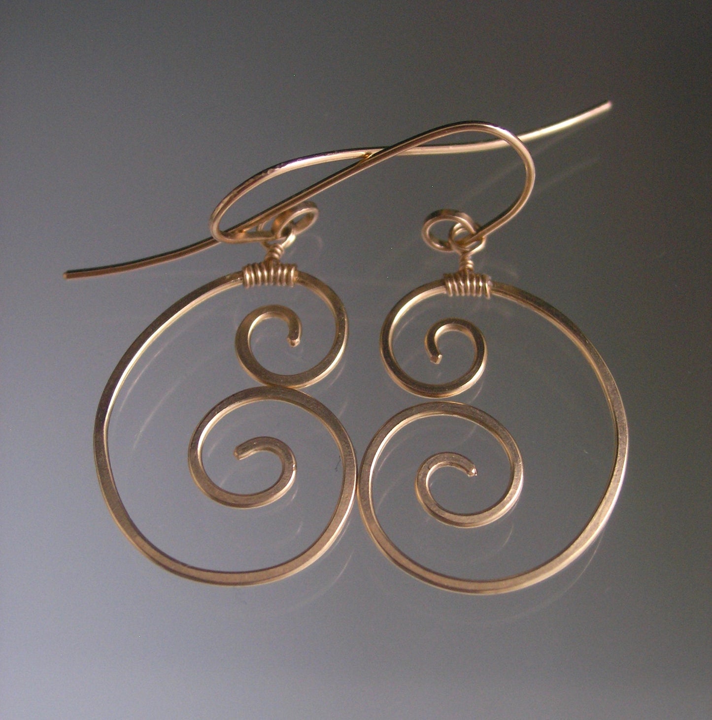 14k Gold Filled Double Spiral Earrings 1 5/8”