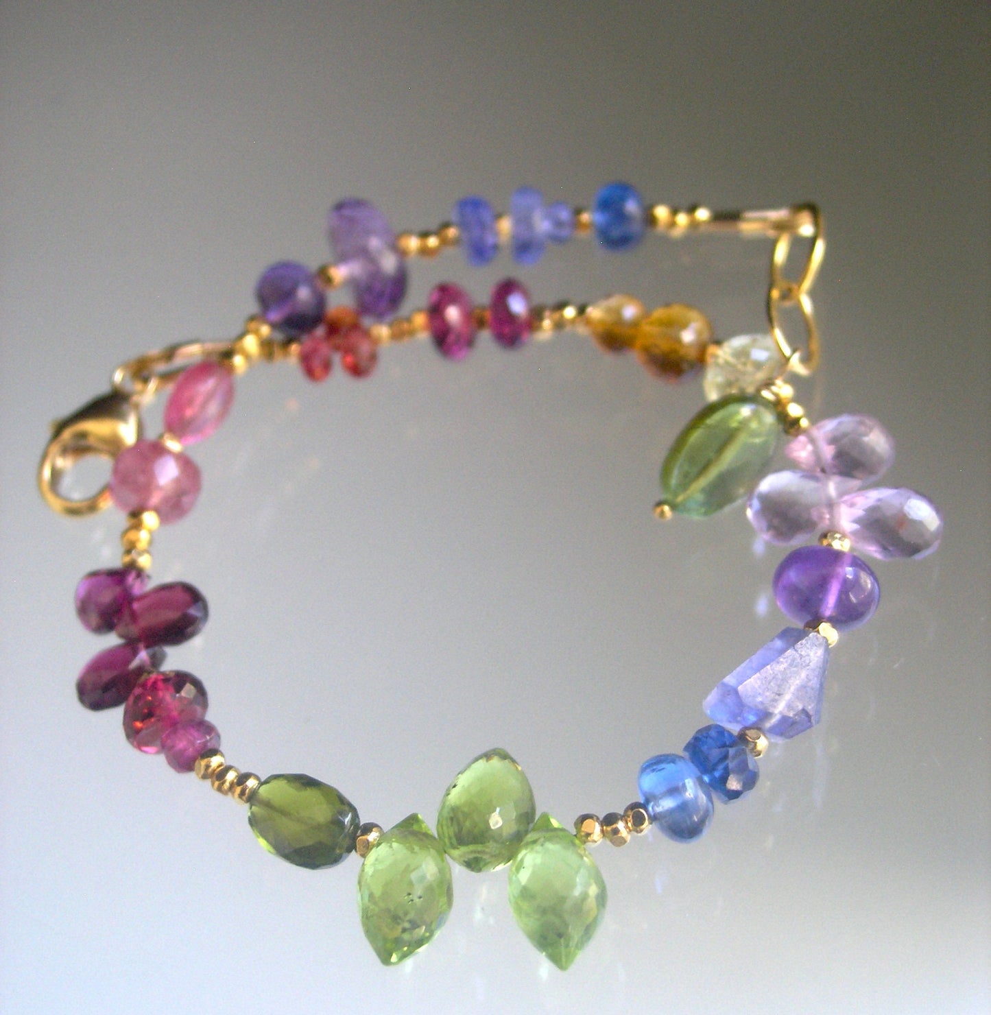 Vibrant Rainbow Gemstone Beaded Vermeil Bracelet