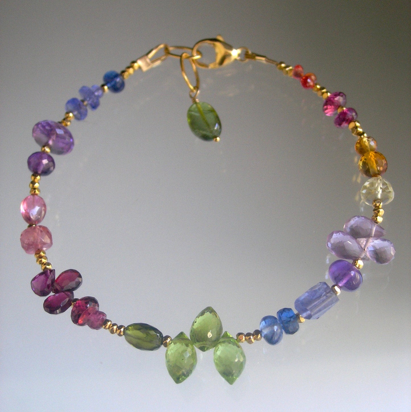 Vibrant Rainbow Gemstone Beaded Vermeil Bracelet