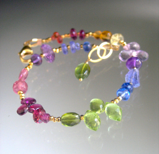 Vibrant Rainbow Gemstone Beaded Vermeil Bracelet