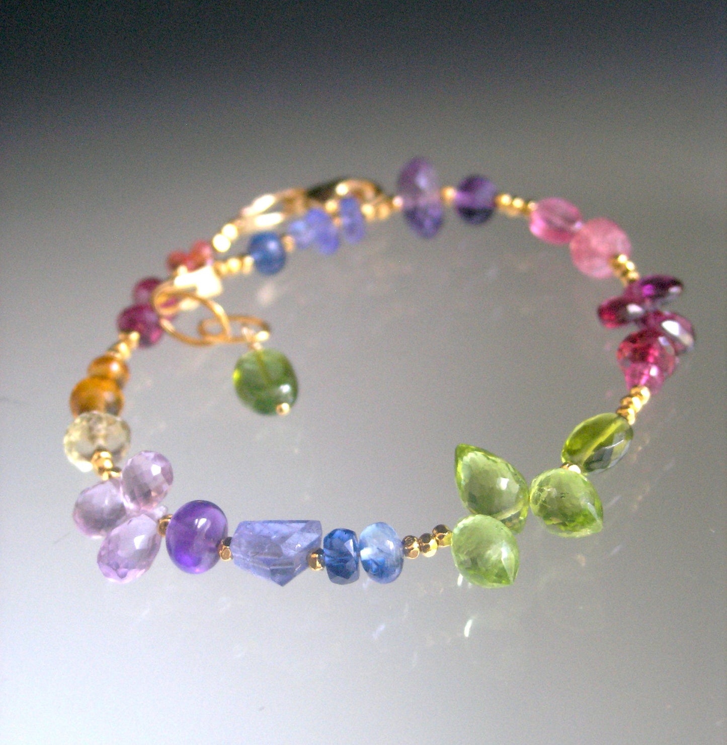 Vibrant Rainbow Gemstone Beaded Vermeil Bracelet