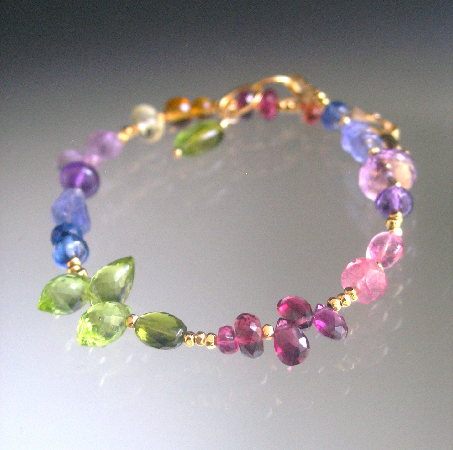 Vibrant Rainbow Gemstone Beaded Vermeil Bracelet