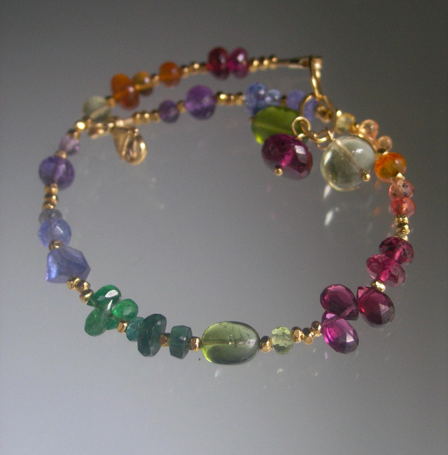 Rainbow Gemstone Vermeil Skinny Bracelet