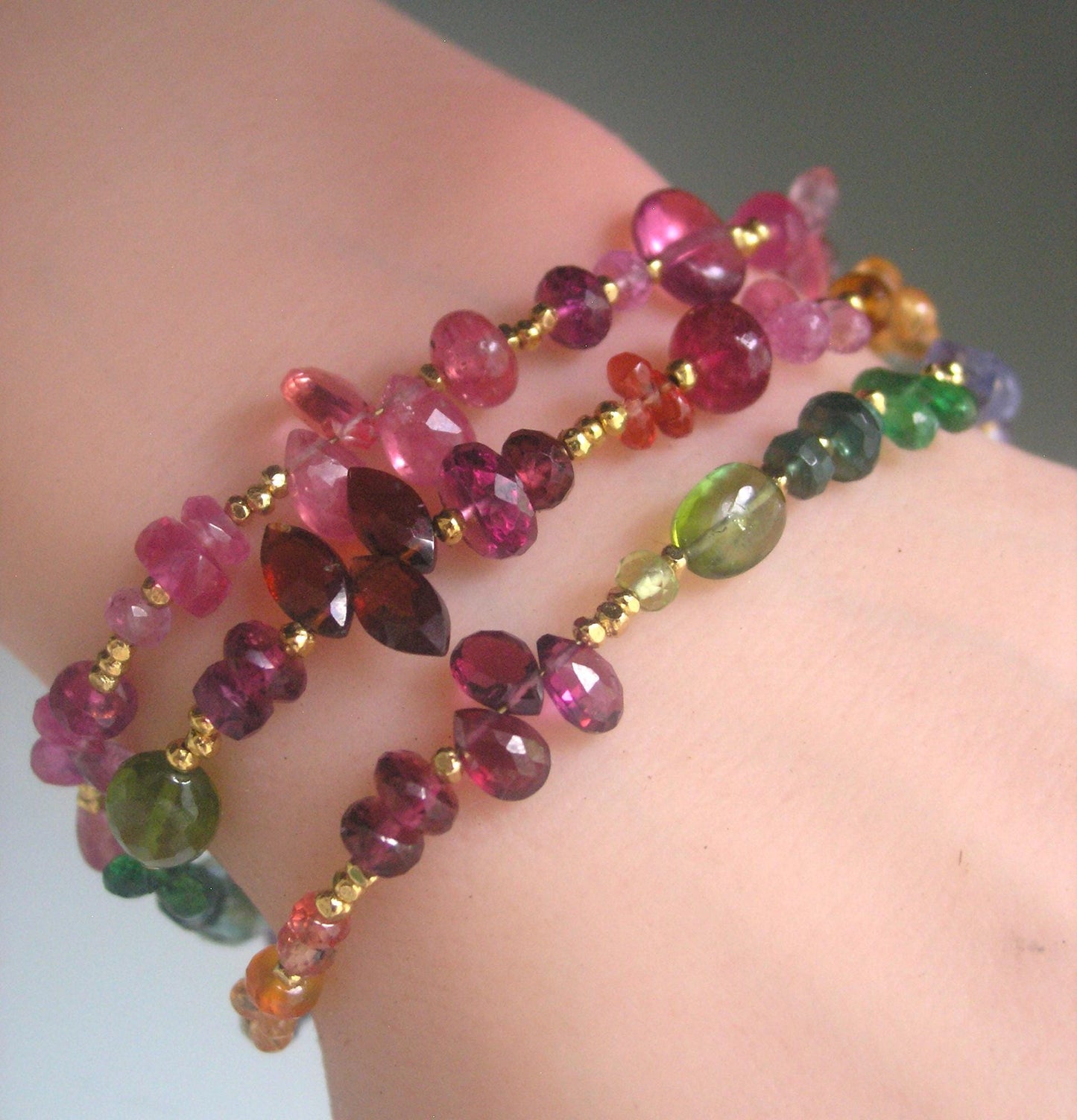 Rainbow Gemstone Vermeil Skinny Bracelet