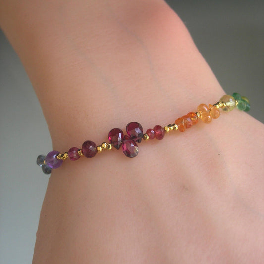 Skinny Rainbow Gemstone Bracelet
