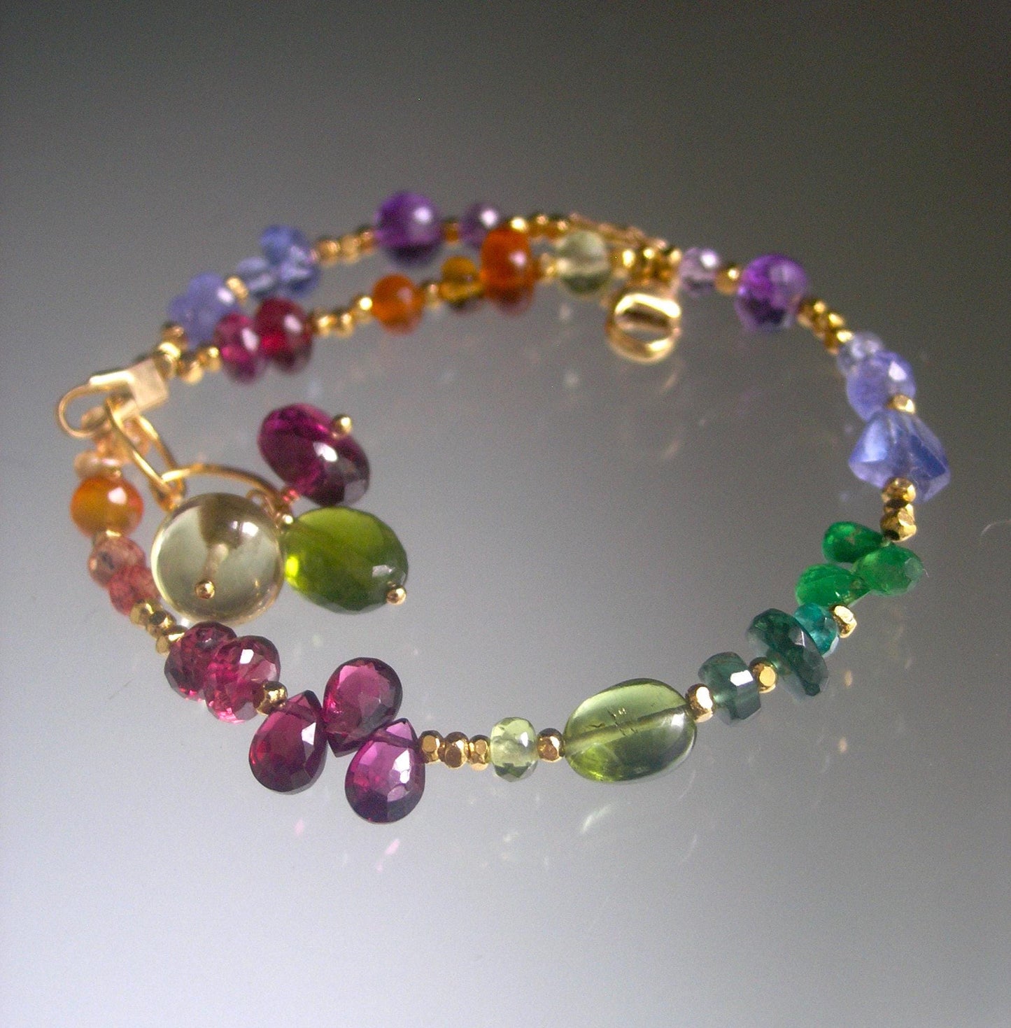 Rainbow Gemstone Vermeil Skinny Bracelet