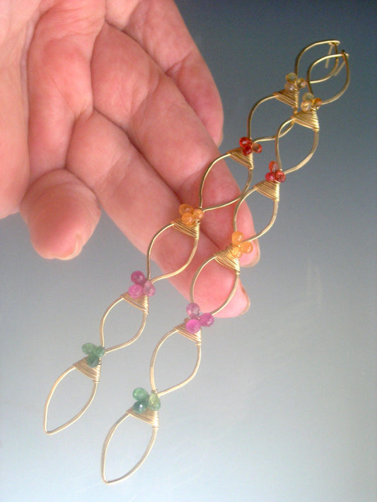 Long Sculptural Sapphire Earrings