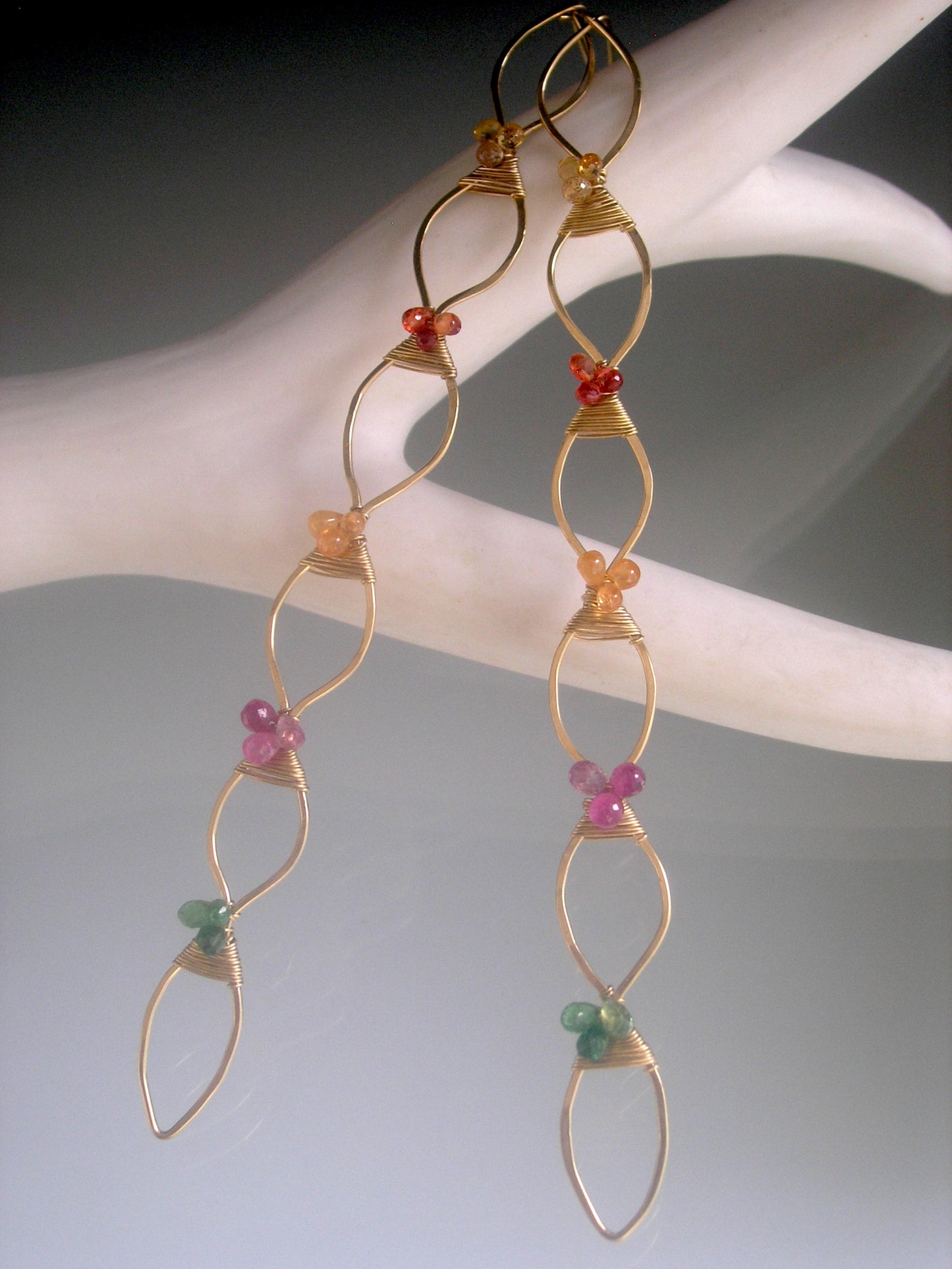 Long Sculptural Sapphire Earrings
