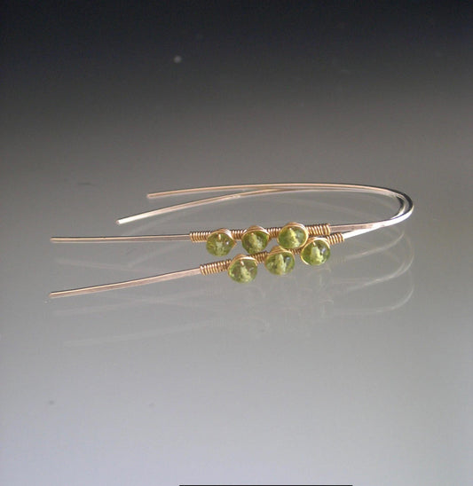 Linear Peridot Sterling Silver Earrings