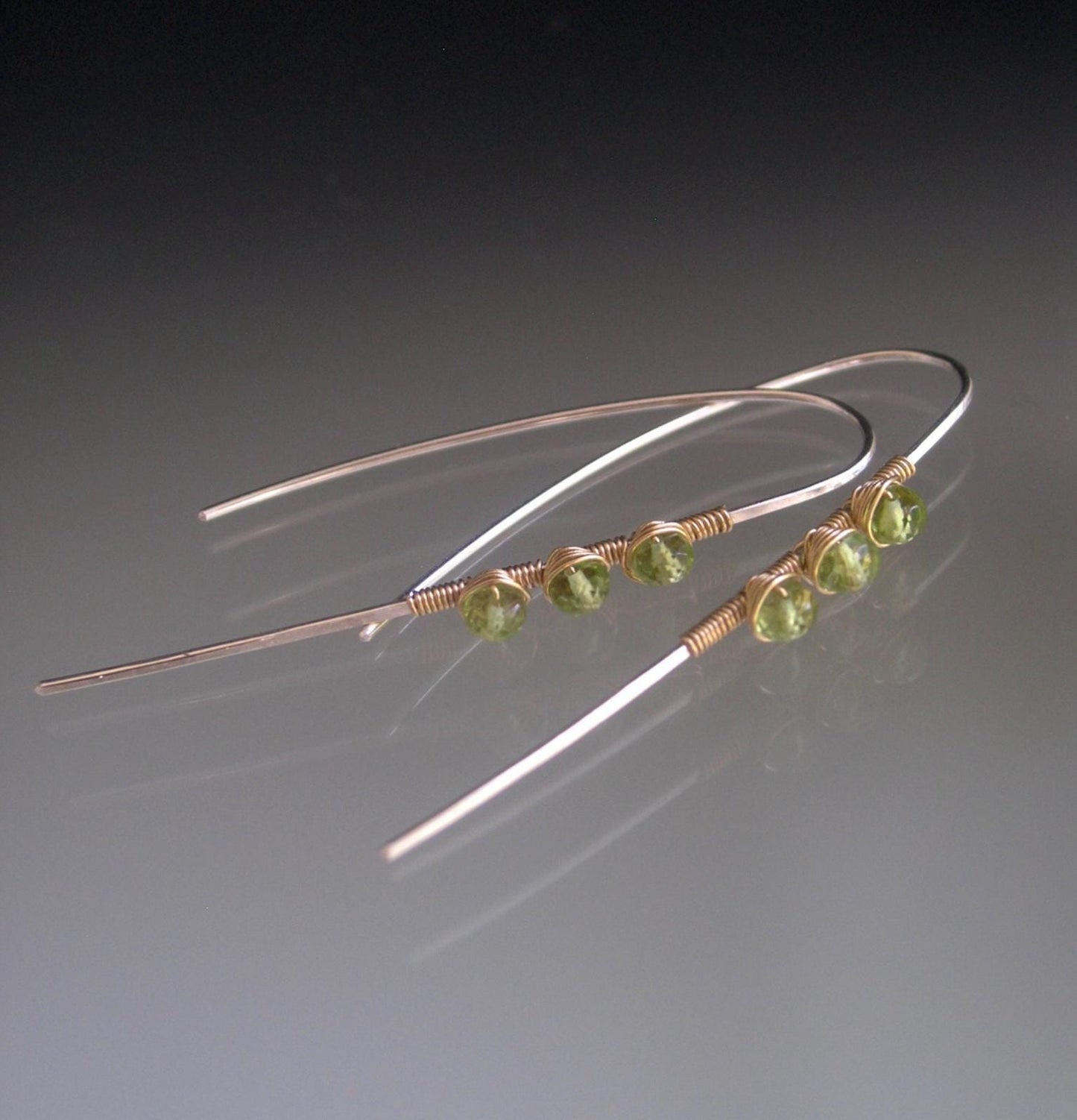 Linear Peridot Sterling Silver Earrings