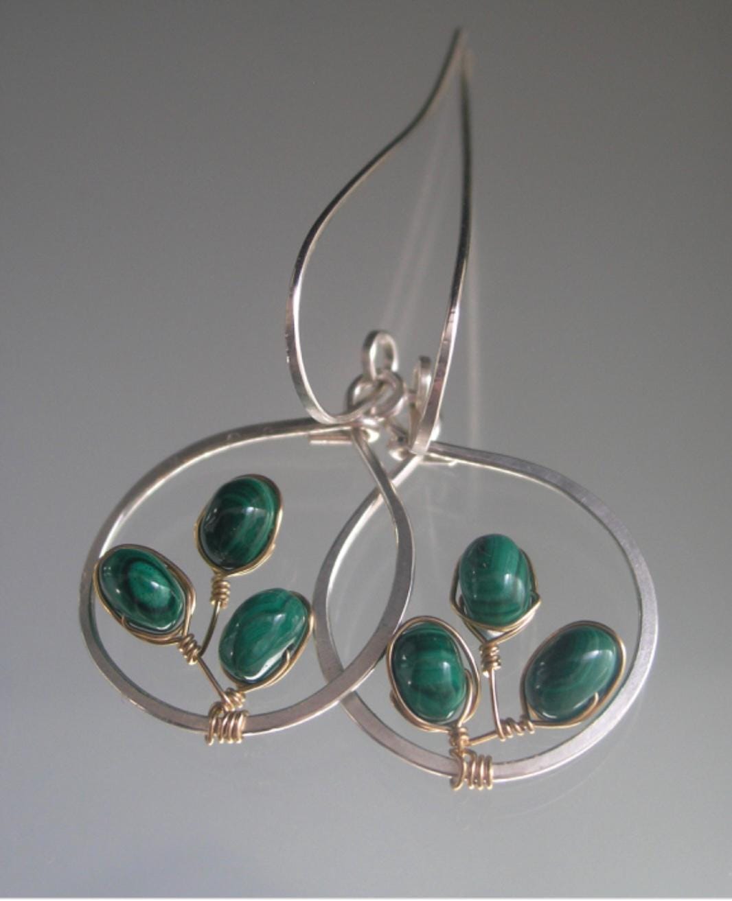Mixed Metal Malachite Hoops