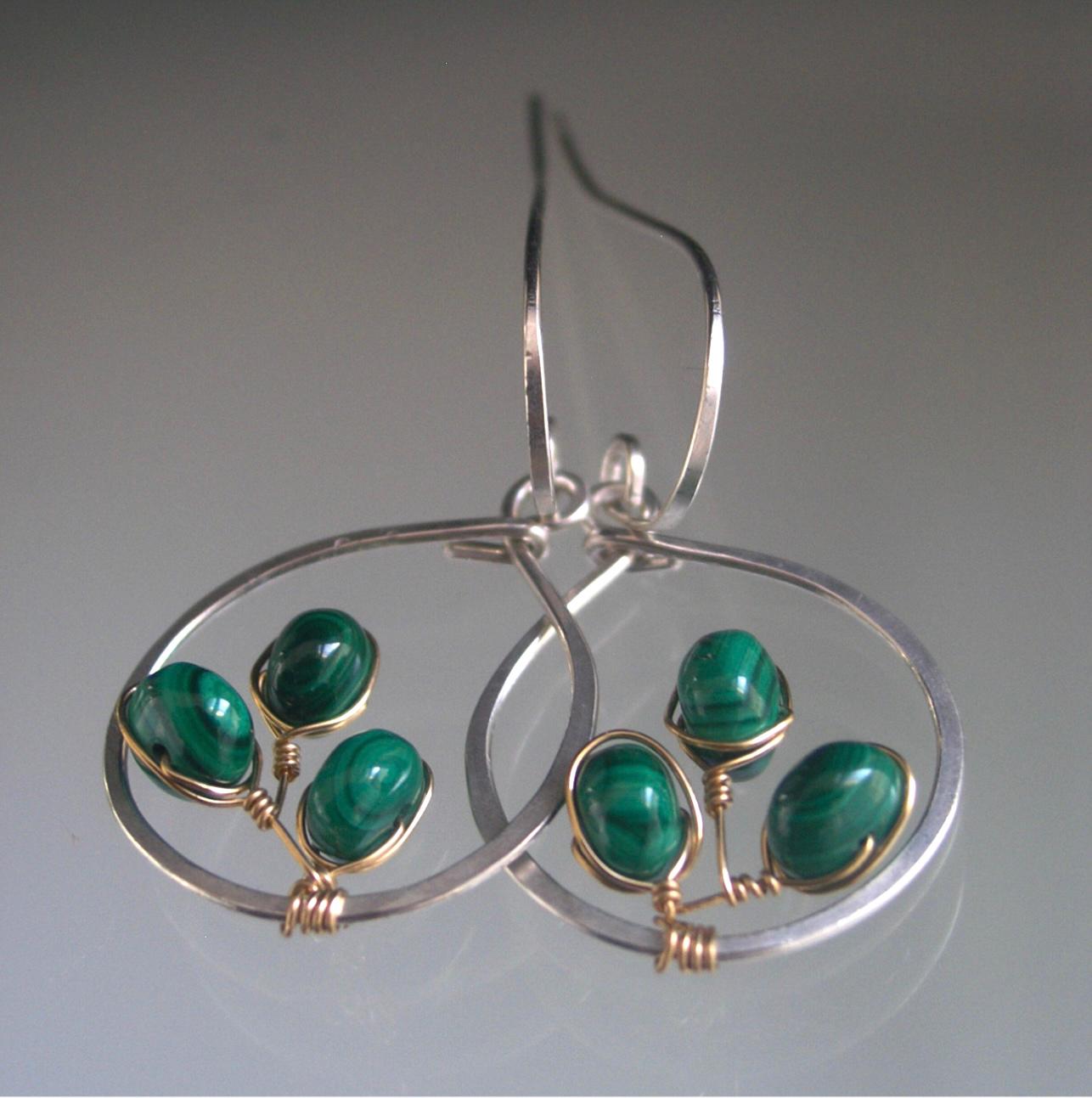 Mixed Metal Malachite Hoops