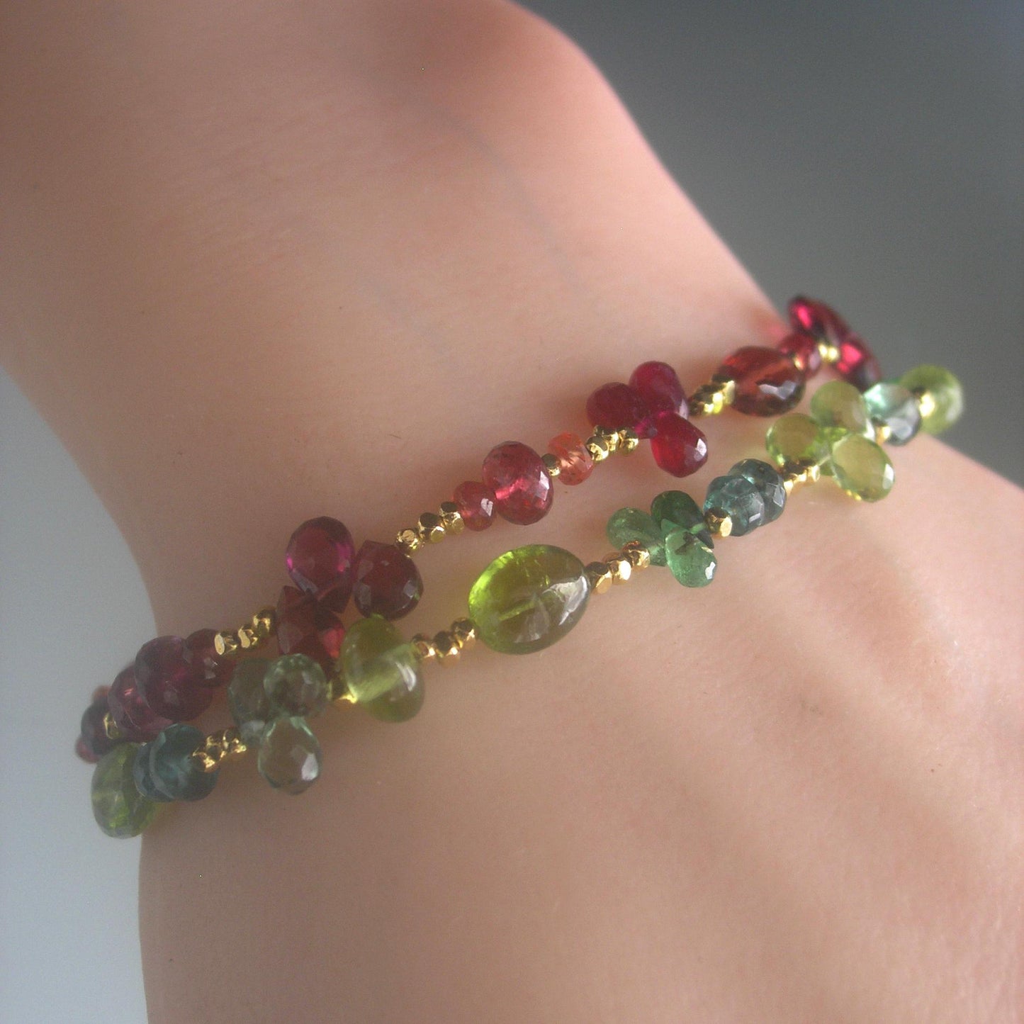 Green Gemstone Vermeil Bracelet