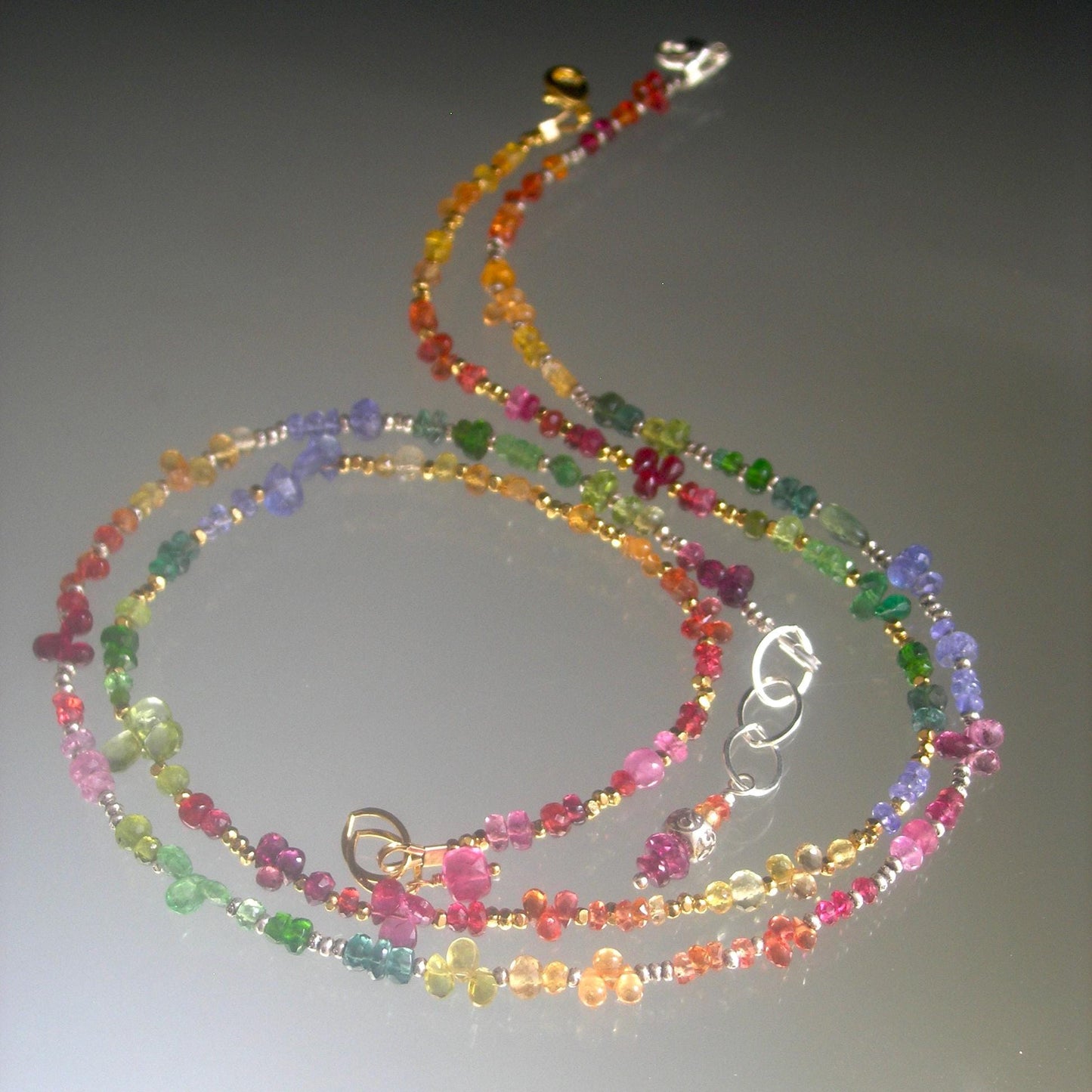 Rainbow Gemstone Gold Vermeil Necklace