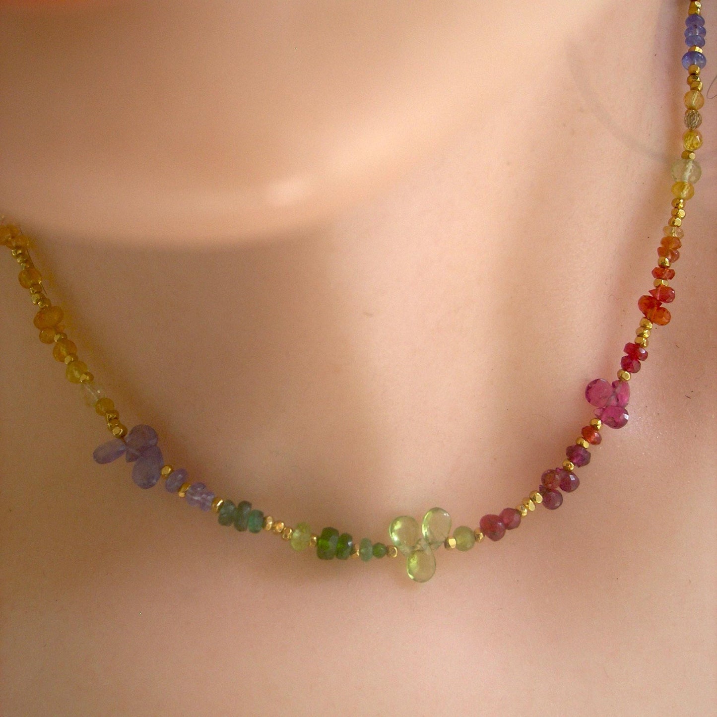 Rainbow Gemstone Gold Vermeil Necklace