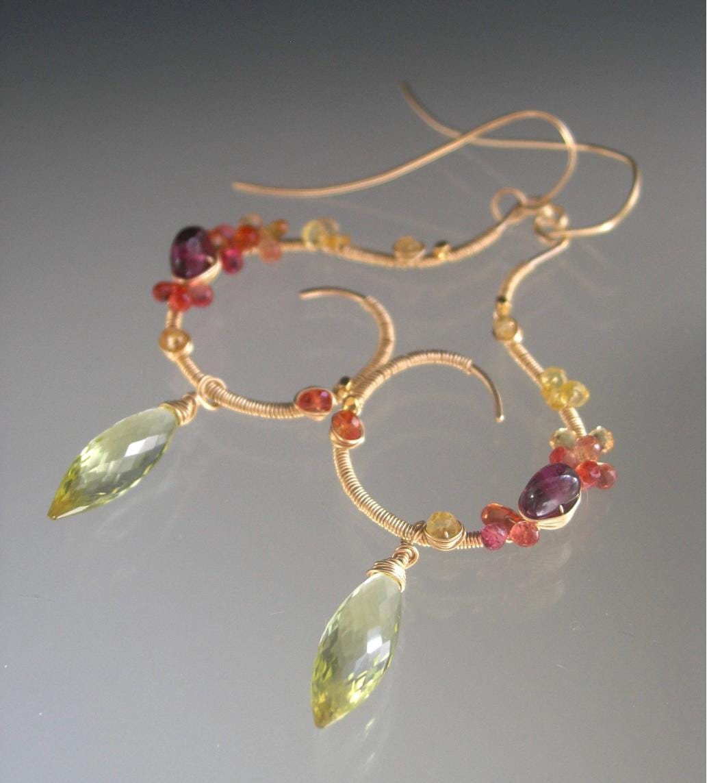 Sculptural 14k Gold Filled Gemstone Earrings