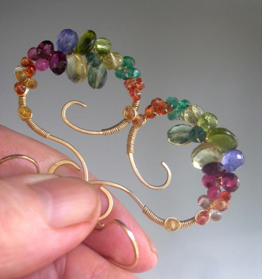 Rainbow Gemstone 14k Gold Filled Spiral Earrings