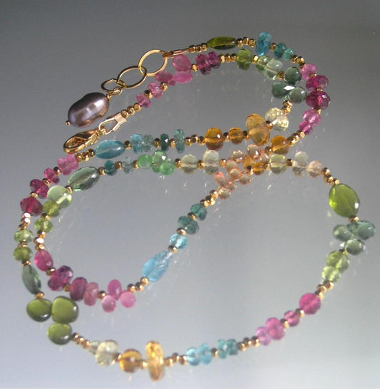 Colorful Pastel Gemstone Vermeil Necklace