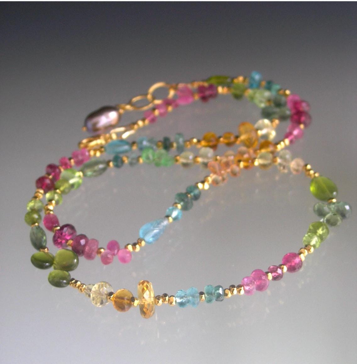 Colorful Pastel Gemstone Vermeil Necklace
