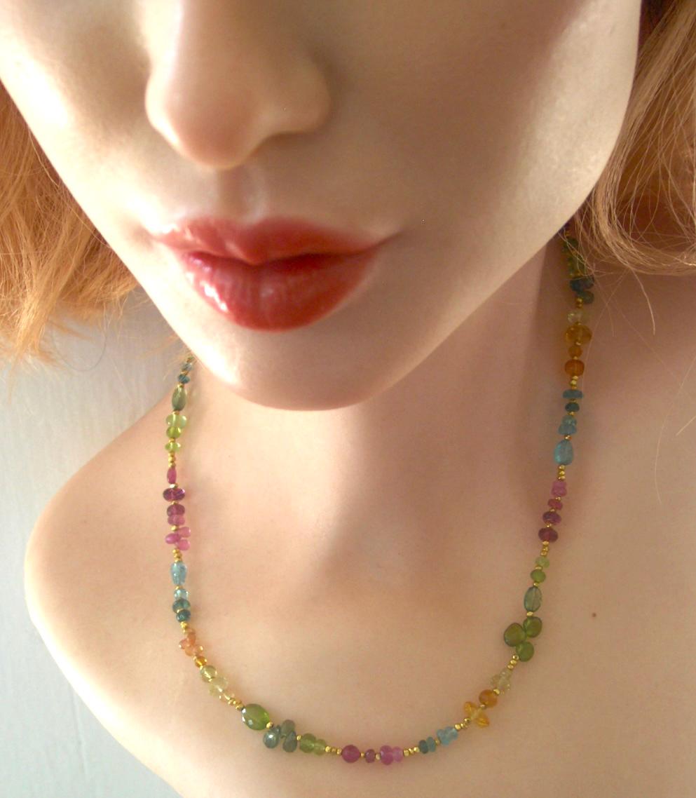 Colorful Pastel Gemstone Vermeil Necklace