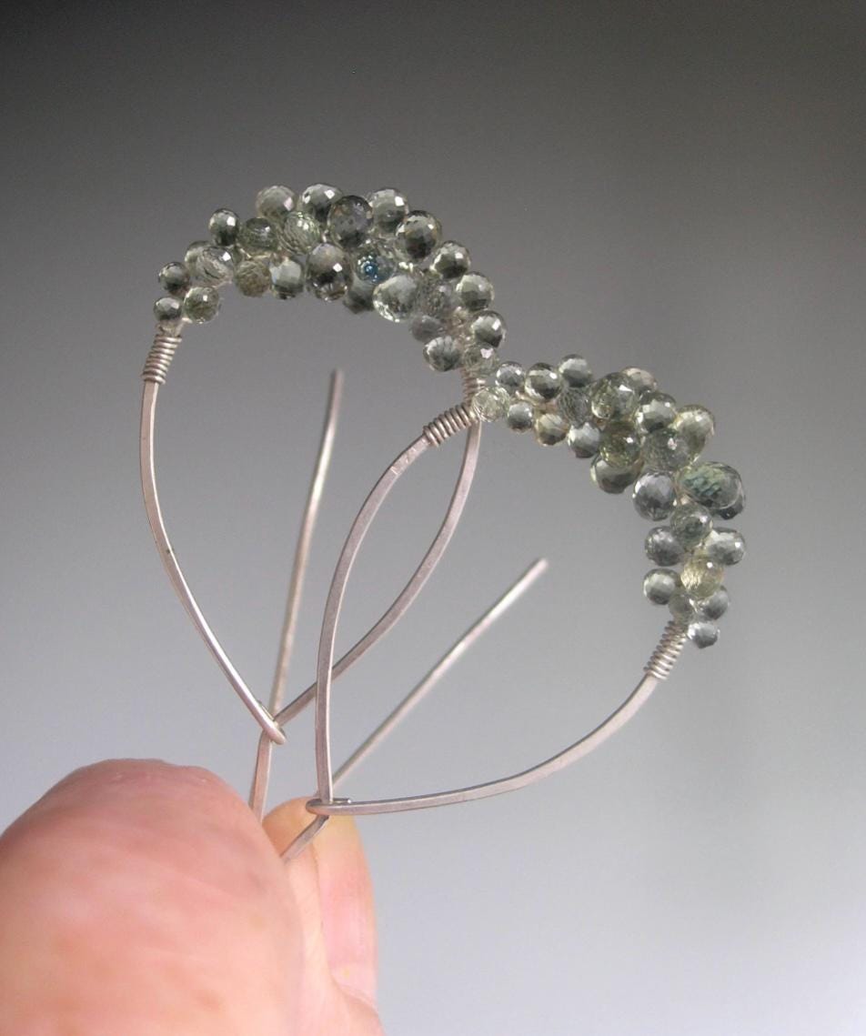 Green Sapphire Sterling Silver Hoops