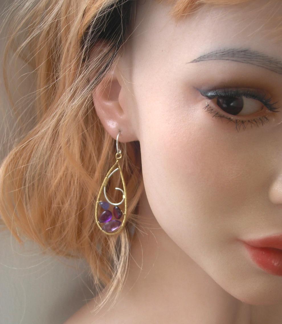 Stained Glass Gemstone Teardrop Earrings