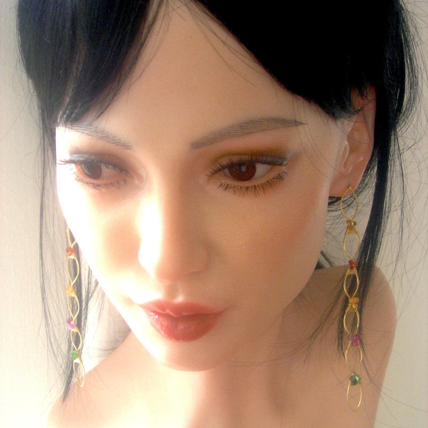 Long Sculptural Sapphire Earrings