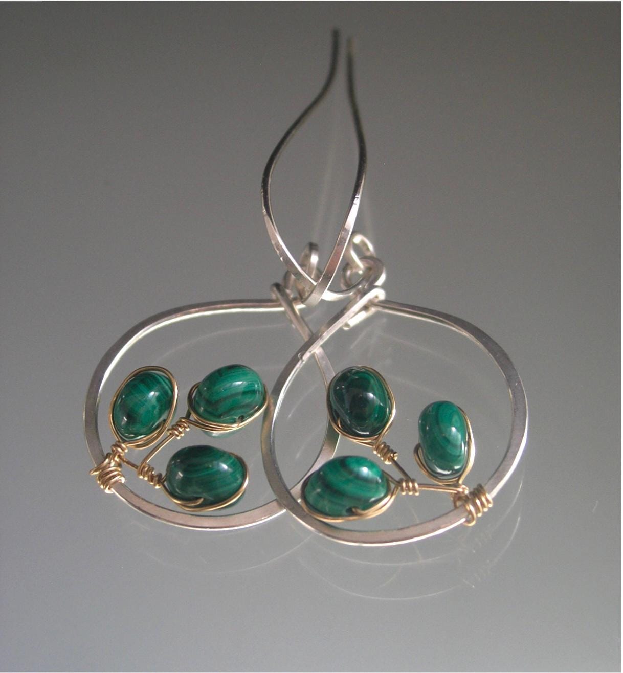 Mixed Metal Malachite Hoops
