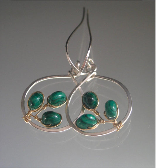 Mixed Metal Malachite Hoops