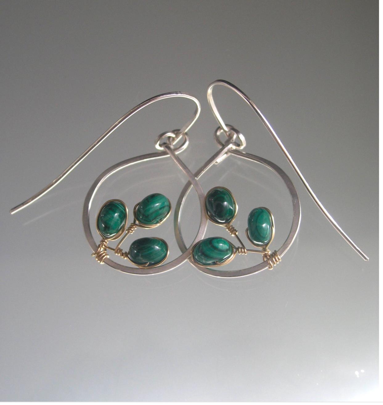 Mixed Metal Malachite Hoops